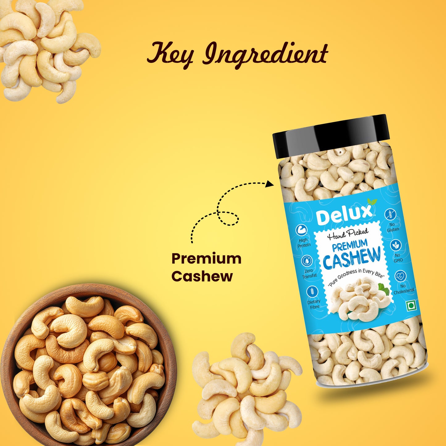 Delux Foods Dry fruits combo pack of Pistachios Almonds Cashews | Kaju Badam Pista 450 gm (3 x 150 gm)