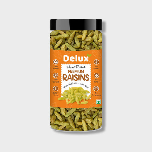 Premium Raisins | Seedless | 100% Pure | Source of Potassium | Long in Size | Upto 20 Quality Parameters Tested | 250g / 500g